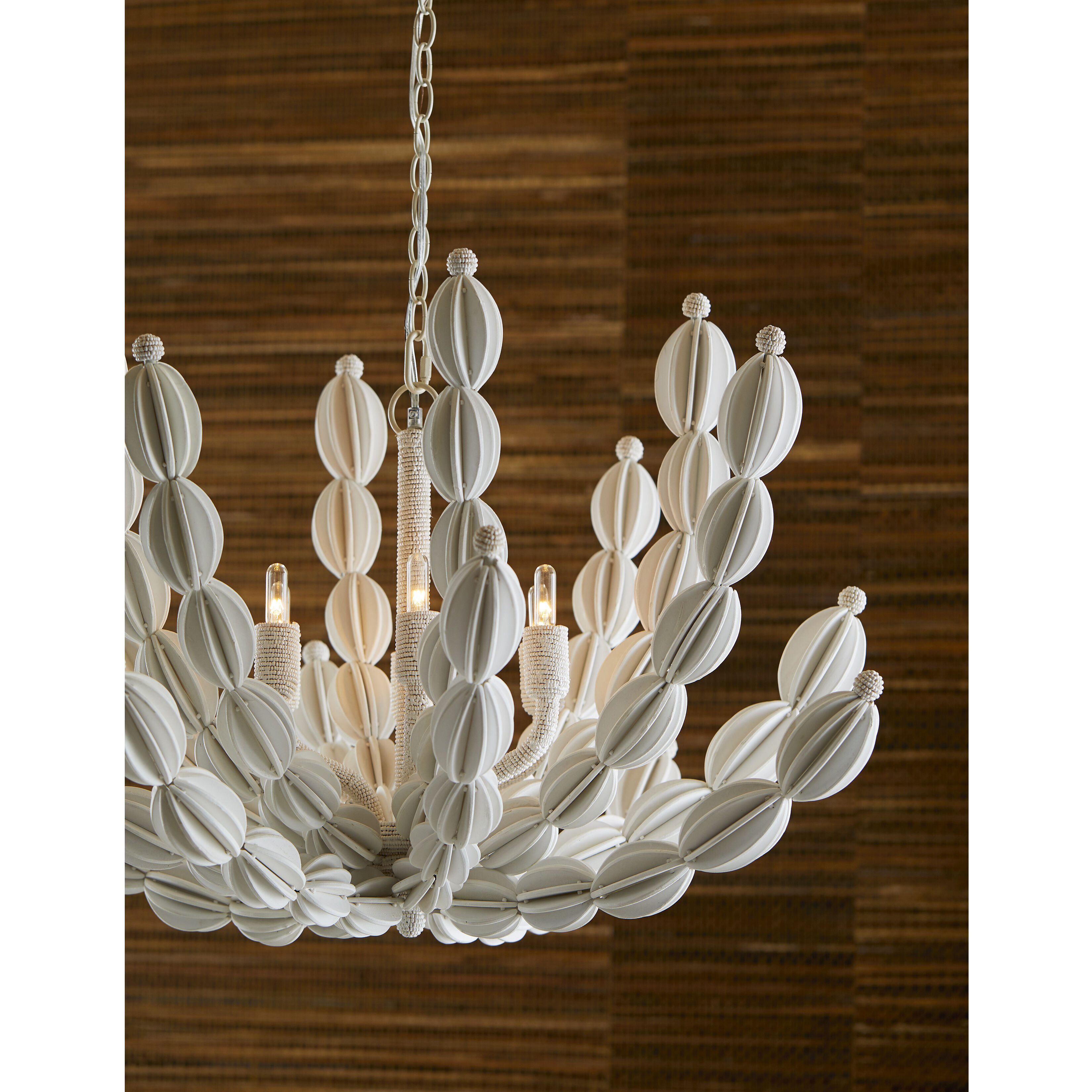 Indi 6 Light 34 inch White Chandelier Ceiling Light